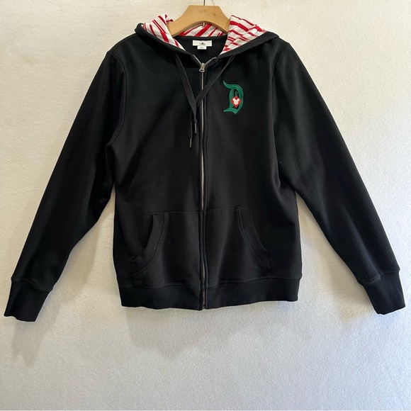 Disney Parks Jolly Christmas Mickey Mouse Hoodie Zip Up Jacket Size Large - Picture 1 of 5
